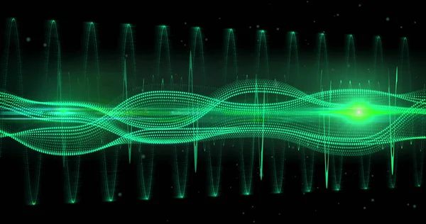 Bild Eines Grünen Neonfarbenen Netzwerks Von Verbindungen Das Sich Über — Stockfoto