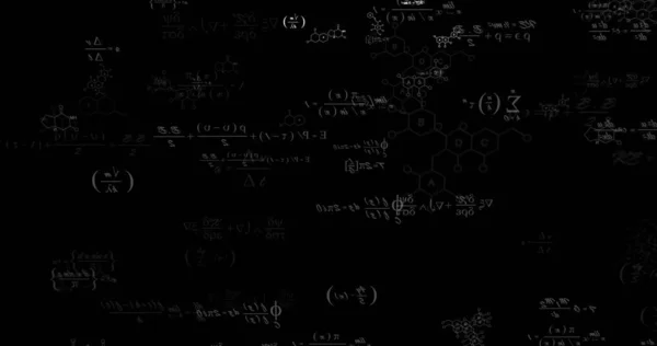 Bild Der Verarbeitung Mathematischer Gleichungen Auf Schwarzem Hintergrund Datenverarbeitung Und — Stockfoto