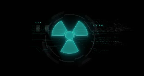 Gambar Green Nuclear Sign Dan Pemrosesan Data Dengan Kesalahan Atas — Stok Foto