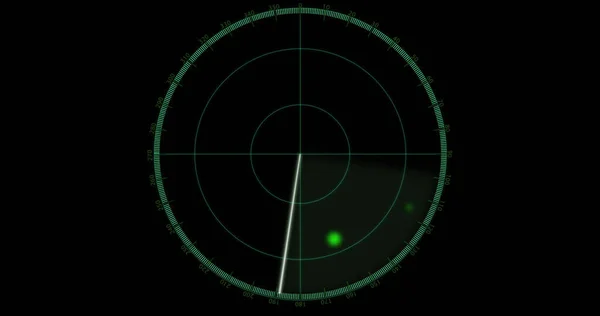 Image Radar Avec Des Taches Déplaçant Sur Fond Noir Concept — Photo