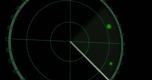 Obrázek Radaru Tečkami Pohybujícími Černém Pozadí Koncept Radarového Digitálního Rozhraní — Stock fotografie
