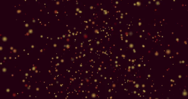 Изображение Желтых Красных Точек Света Летящих Гипнотическом Движении Черном Фоне — стоковое фото