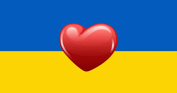 心脏在乌克兰国旗上跳动的图像 Ukraine Crisis Support International Politics Concept Digital Generated Image — 图库照片