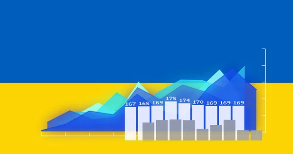 Bild Diagram Och Finansiella Uppgifter Över Ukrainska Flagga Ukrainska Krisen — Stockfoto