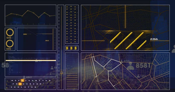 Afbeelding Van Gegevensverwerking Zwarte Achtergrond Mondiaal Bedrijfs Digitaal Interface Concept — Stockfoto