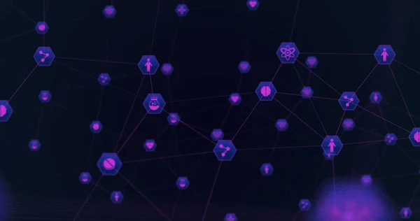 Εικόνα Δικτύου Συνδέσεων Εικονίδια Παγκόσμιες Συνδέσεις Δίκτυα Και Έννοια Επεξεργασίας — Φωτογραφία Αρχείου