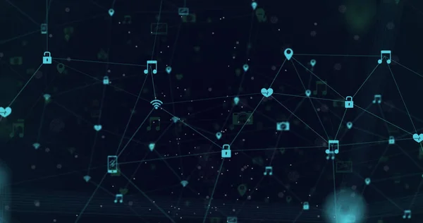 Bild Eines Netzwerks Von Verbindungen Mit Symbolen Globale Verbindungen Netzwerke — Stockfoto