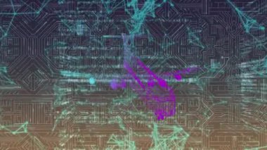 Şekiller ve düzlem üzerinde veri işleme animasyonu. küresel iş ve dijital arayüz kavramı dijital olarak oluşturulmuş video.