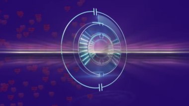 Kapsam taramasında yüksek skorlu metin animasyonu ve mavi arkaplanda kalpler. Sosyal medya ve iletişim arayüzü kavramı dijital olarak oluşturulmuş video.