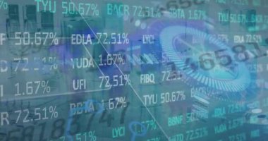 Borsa üzerinde veri işleme animasyonu. küresel iş, finans, bağlantılar ve dijital arayüz konsepti dijital olarak oluşturulmuş video.