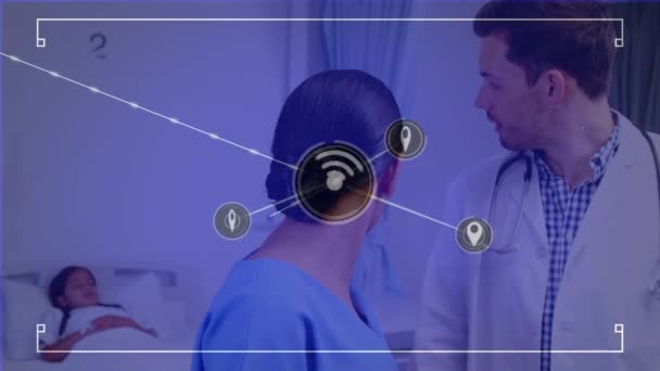 在不同的医生和病人之间建立连接网络 全球医疗 保健和连接概念数字生成视频 — 图库视频影像