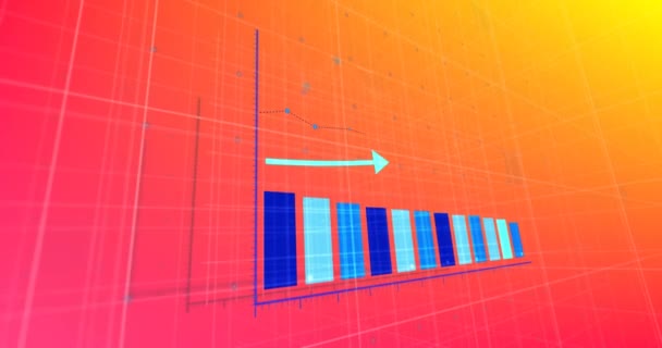 Animace Zpracování Finančních Údajů Oranžovém Pozadí Globální Koncepce Podnikání Financí — Stock video