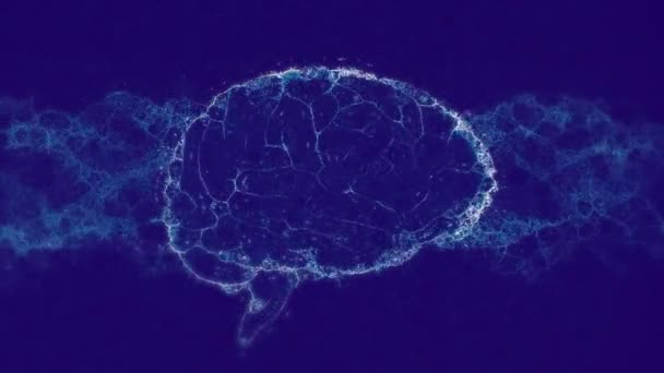 Animation Des Digitalen Gehirnmodells Auf Blauem Hintergrund Globales Wissenschaftlich Technisches — Stockvideo
