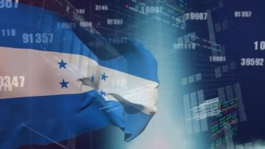 Veri işleme üzerine Honduras bayrağı animasyonu. Ukrayna krizi ve uluslararası politika kavramı dijital olarak oluşturuldu.