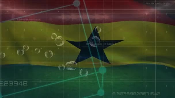 Animation Der Flagge Der Ghanas Über Der Datenverarbeitung Ukraine Krise — Stockvideo