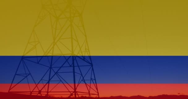 Animación Bandera Colombia Sobre Pilones Crisis Ucraniana Política Internacional Concepto — Vídeo de stock