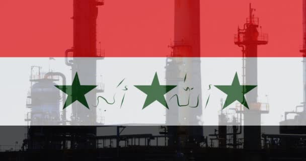 Animação Bandeira Iraque Sobre Fábrica Crise Ucraniana Conceito Política Internacional — Vídeo de Stock