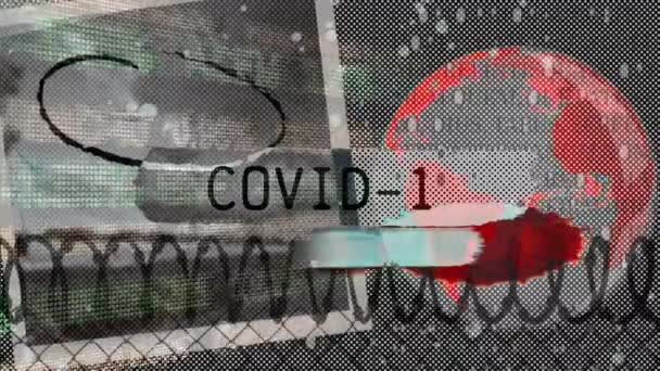 Animación Covid Procesamiento Datos Todo Mundo Global Covid Pandemia Concepto — Vídeos de Stock