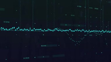 Siyah arka plandaki oklar üzerinden finansal veri işleme animasyonu. küresel teknoloji, dijital arayüz ve ağ konsepti dijital olarak oluşturulmuş video.