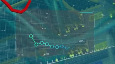 Sunucu üzerinden finansal veri işleme animasyonu. küresel teknoloji, dijital arayüz ve ağ konsepti dijital olarak oluşturulmuş video.