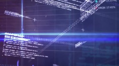 Siyah arka plandaki oklar üzerinden finansal veri işleme animasyonu. küresel teknoloji, dijital arayüz ve ağ konsepti dijital olarak oluşturulmuş video.