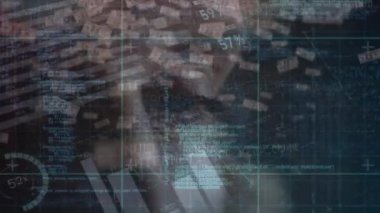 Veri işleme animasyonu ve dolar beyaz kadın üzerinde. küresel bağlantılar, bilgisayar ve dijital arayüz konsepti dijital olarak oluşturulmuş video.