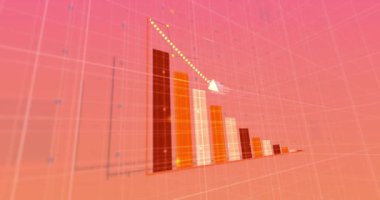 Pembe arka planda finansal veri işleme animasyonu. küresel iş, finans ve veri işleme kavramı dijital olarak oluşturulmuş video.
