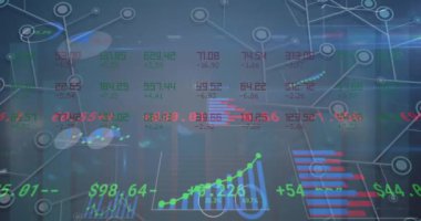 Finansal veri işleme üzerine borsa animasyonu. küresel iş, teknoloji ve veri işleme kavramı dijital olarak oluşturulmuş video.
