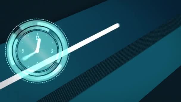 Animacja Poruszającego Się Zegara Strzałki Nad Siecią Połączeń Czarnym Tle — Wideo stockowe