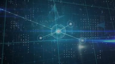Animation of network of connections over globe on black background. global connections, computing and digital interface concept digitally generated video.