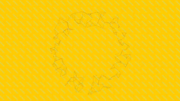 Animación Conexiones Girando Sobre Patrón Sobre Fondo Amarillo Patrón Abstracto — Vídeos de Stock