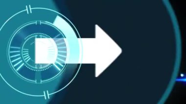 Kapsam taraması ve okun bağlantıların ve beyaz adamların oluşturduğu ağın animasyonu. küresel teknoloji ve bağlantılar konsepti dijital olarak oluşturulmuş video.