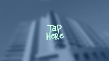 Bulanık arkaplan üzerinde tıklama metni animasyonu. küresel sosyal medya ve dijital arayüz konsepti dijital olarak oluşturulmuş video.