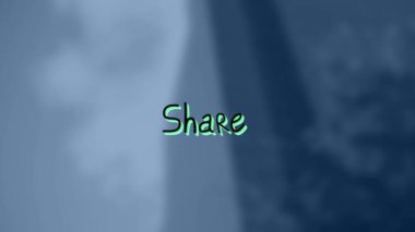 Bulanık arkaplan üzerinde paylaşımlı metin canlandırması. küresel sosyal medya ve dijital arayüz konsepti dijital olarak oluşturulmuş video.