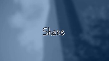 Bulanık arkaplan üzerinde paylaşımlı metin canlandırması. küresel sosyal medya ve dijital arayüz konsepti dijital olarak oluşturulmuş video.