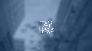 Bulanık arkaplan üzerinde tıklama metni animasyonu. küresel sosyal medya ve dijital arayüz konsepti dijital olarak oluşturulmuş video.