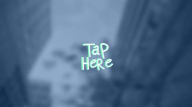 Bulanık arkaplan üzerinde tıklama metni animasyonu. küresel sosyal medya ve dijital arayüz konsepti dijital olarak oluşturulmuş video.