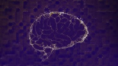 Mavi arka planda dijital beyin modelinin animasyonu. küresel bilim ve teknoloji konsepti dijital olarak üretilen video.