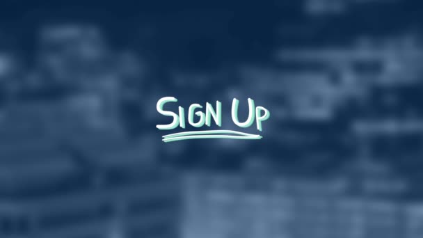 Animation Sign Text Blurred Background Global Social Media Digital Interface — Stock Video