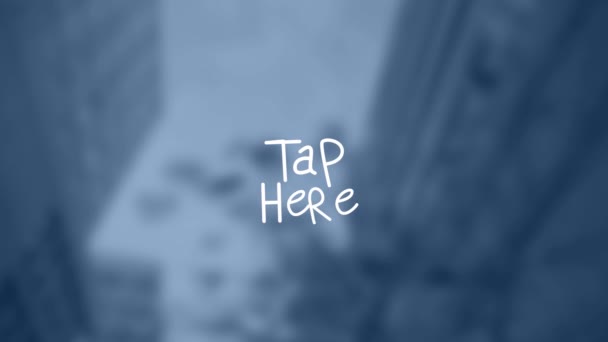 Animation Tap Here Text Blurred Background Global Social Media Digital — Stock Video