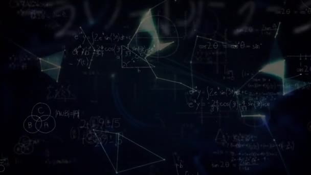 Animación Ecuaciones Matemáticas Sobre Globo Sobre Fondo Negro Concepto Educación — Vídeos de Stock