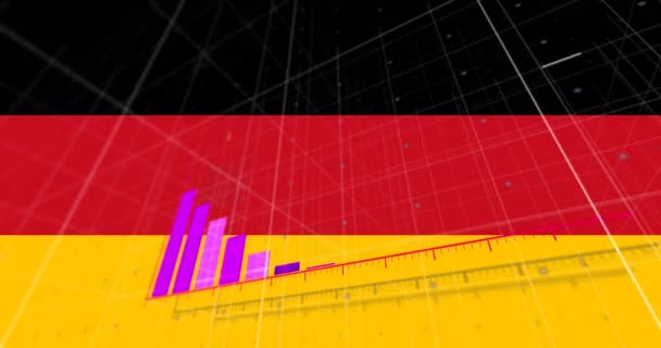 Анимация Обработки Финансовых Данных Над Германским Флагом Глобальный Бизнес Финансы — стоковое видео