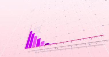 Pembe arka planda finansal veri işleme animasyonu. küresel iş, finans ve veri işleme kavramı dijital olarak oluşturulmuş video.