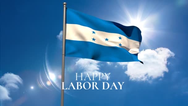 Κινούμενο Σχέδιο Χαρούμενης Ημέρας Εργασίας Κείμενο Πάνω Από Σημαία Honduran — Αρχείο Βίντεο