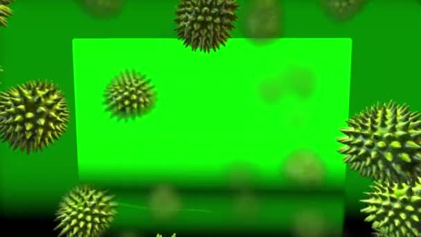 Vírussejtek Animációja Zöld Alapon Globális Tudományos Digitális Interfész Koncepció Digitálisan — Stock videók