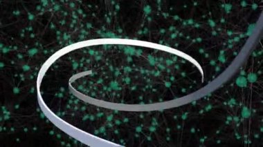 Çizgilerin animasyonu ve siyah arkaplan üzerindeki bağlantı ağı. küresel iş ve dijital arayüz kavramı dijital olarak oluşturulmuş video.