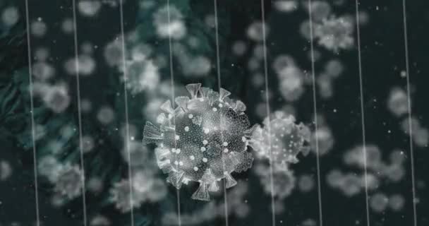 Animation Von Viruszellen Über Dem Dna Strang Globale Wissenschaft Und — Stockvideo