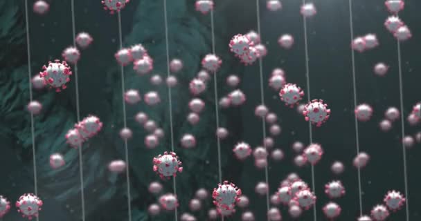 Animacja Komórek Wirusa Nad Pasmem Dna Globalny Interfejs Naukowy Cyfrowy — Wideo stockowe