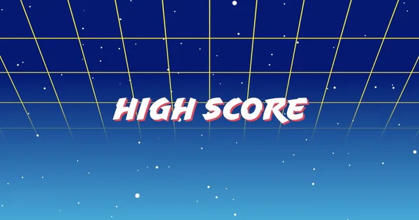 Animation Numérique Signe Blanc High Score Zoomant Sur Écran Tandis — Photo