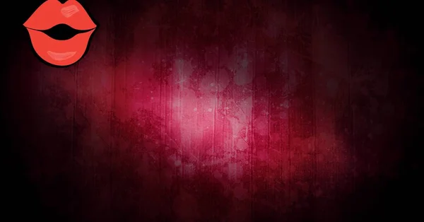 Красные Губы Значок Места Копирования Красный Деревянный Фон Концепция Красоты — стоковое фото